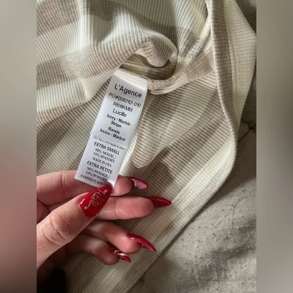 L'AGENCE Lucille Boat Neck Tee striped marble XS - Picture 5 of 7